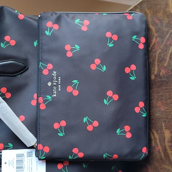 KATE SPADE NWT TOSSED CHERRY MEL PACKABLE TOTE +WRISTLET! - Picture 7 of 13